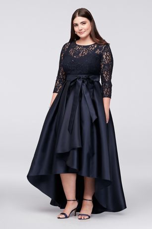 Lace Bodice Plus-Size High-Low Ball ...